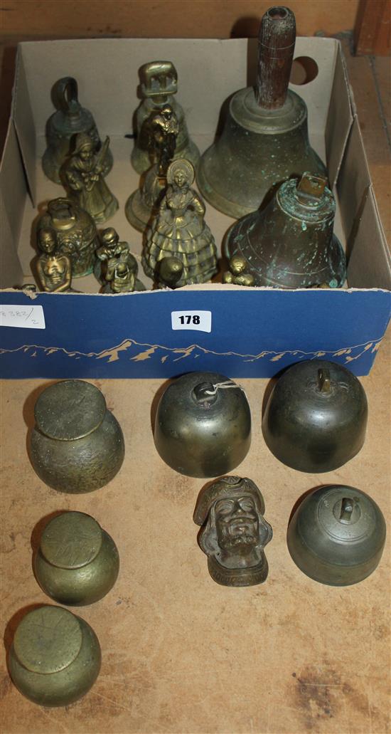 Collection of brass bells & weights